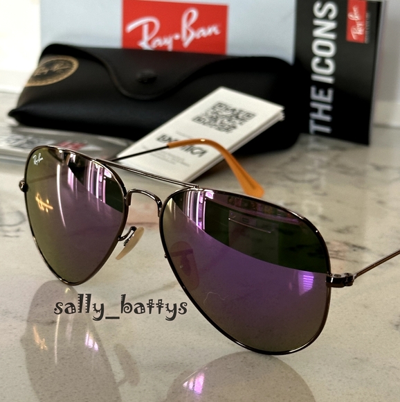 Ray-Ban (Store Display) Aviator Reflective Purple Lenses RB3025 Mirror - Picture 7 of 17